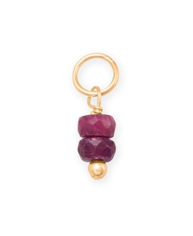 AzureBella Jewelry Ruby Red Dyed Corundum July Birthstone Bead Charm 14k Gold-Filled