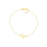 14k Yellow Gold Heartbeat Chain Bracelet - Adjustable Length