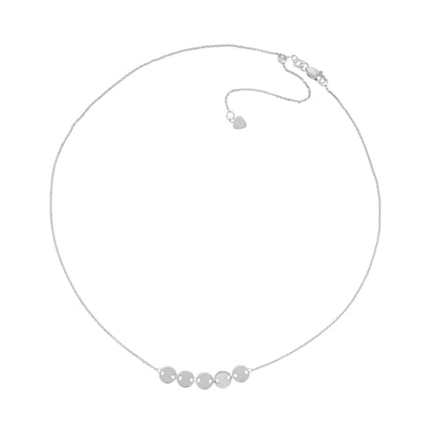 14k White Gold Disk Chain Necklace Adjustable Length