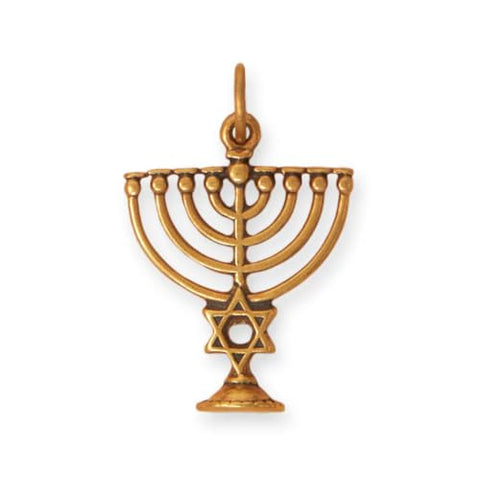 Menorah Charm Festival of Lights Gold-plated Sterling Silver