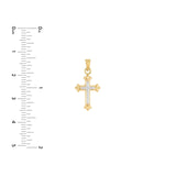 14k Two-tone White and Yellow Gold Small Fleuree Cross Necklace 18-inch Chain