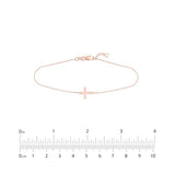 14k Rose Gold Sideways Cross Bracelet Adjustable Length