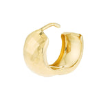 14k Yellow Gold Huggie Hoop Earrings with Flashy Textured Basketweave Polished Finish
