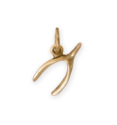 AzureBella Jewelry Wishbone Charm Gold Plated Sterling Silver - Made in the USA