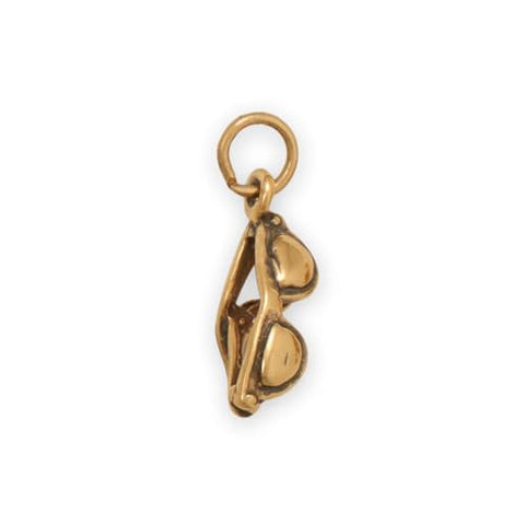 3-D Sunglasses Charm Gold-plated Sterling Silver, Made in the USA