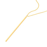 14k Yellow Gold Matchstick Y-style Necklace with Diamond Accent Adjustable Length