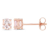 Pink Morganite Stud Earrings Oval 0.68 CTW 14k Rose Gold-plated Silver