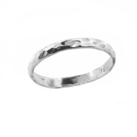 Hammered Sterling Silver Stackable Band Ring 2.5mm Wide