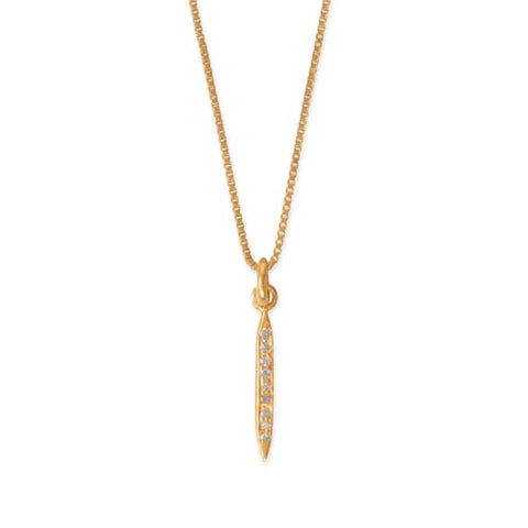 Genuine Diamond Spike Pendant Necklace 14k Gold-plated Sterling Silver