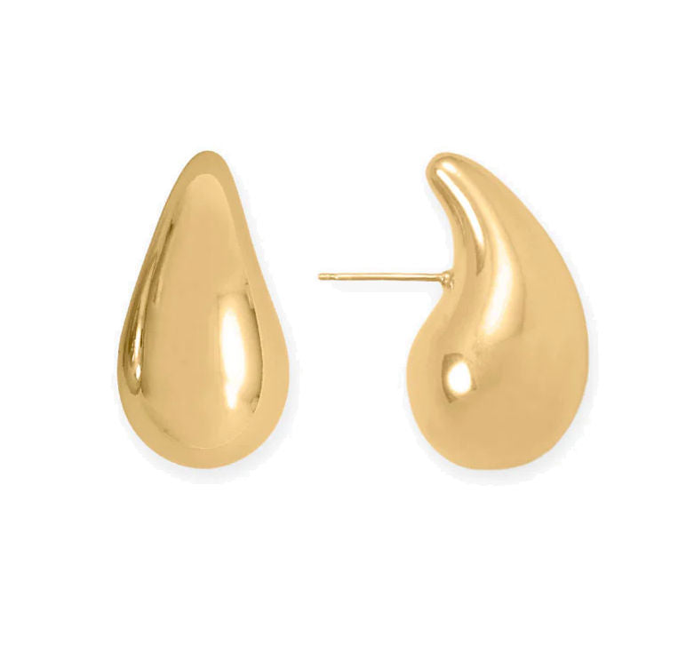 14k Gold-plated Silver Hollow Teardrop Raindrop Earrings