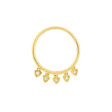 14k Yellow Gold Diamond Ring with Five Triangle Charms, 8
