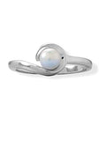 AzureBella Jewelry Cultured Freshwater Pearl Ring Rhodium on Sterling Silver Hook Design