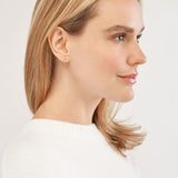 14k Yellow Gold Chevron Bar Stud Earrings with Chain Drop