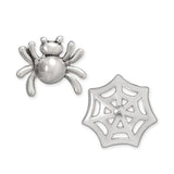 Sterling Silver Spider and Web Stud Earrings