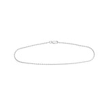 Rhodium-plated Sterling Silver 10-inch Diamond-cut Rope Chain 1.3mm Wide Non-tarnish