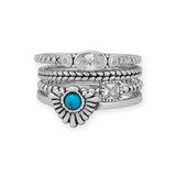 AzureBella Jewelry Wheat Design Stacking Band Ring Rhodium on Sterling Silver with Oxidized Finish