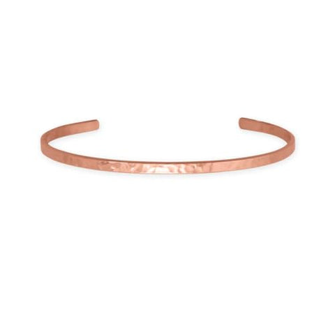 Hammered Finish Copper Cuff Bracelet 3.2mm width - Made in the USA