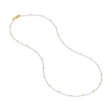 14k Two-tone White and Yellow Gold Satellite Bead Curb Chain Necklace