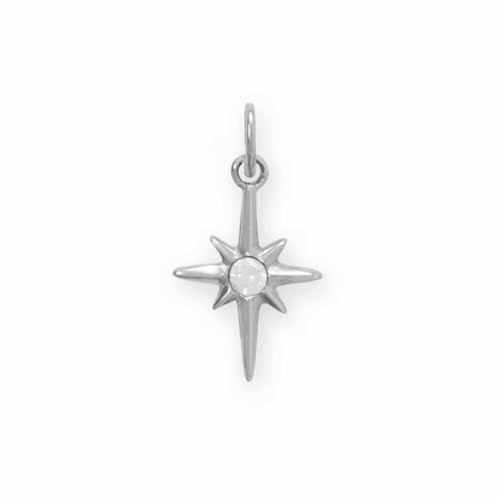 Sterling Silver Northern Star Charm with Cubic Zirconia