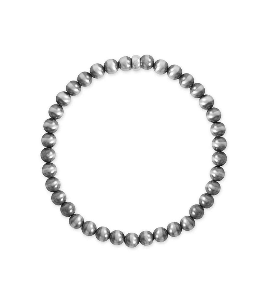 Sterling Silver Oxidized Stretch 5mm Bead Bracelet - Made in the USA