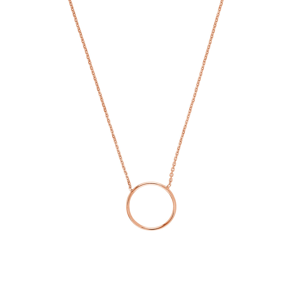 14k Rose Gold Open Circle Necklace Adjustable Length