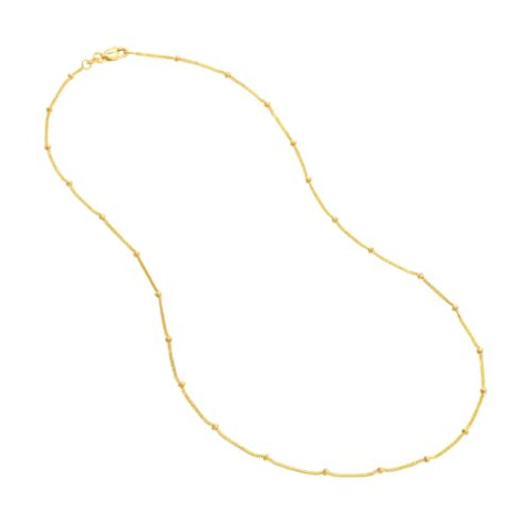 14k Yellow Gold Diamond-cut Saturn Satellite Curb Chain 2mm, 18-inch