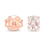 Pink Morganite Stud Earrings Oval 0.68 CTW 14k Rose Gold-plated Silver
