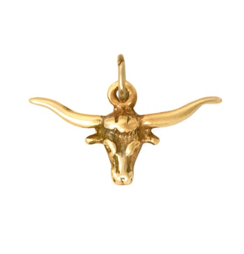AzureBella Jewelry Western Longhorn Steer Head Charm Gold-plated Sterling Silver