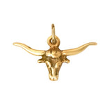 AzureBella Jewelry Western Longhorn Steer Head Charm Gold-plated Sterling Silver