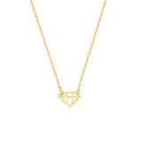14k Yellow Gold Open Cut Diamond-shape Pendant Necklace