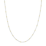 14k Two-tone White and Yellow Gold Satellite Bead Curb Chain Necklace