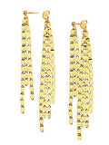 14K Yellow Gold Tassel Fringe Double Drop Earrings