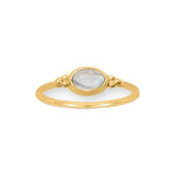 14k Gold-plated Silver Rainbow Moonstone Ring, Dainty Small