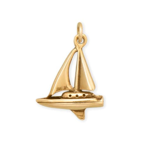 Sail Boat Charm Gold-Plated Sterling Silver