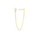 Front Back Chain Staple Bar Earrings 14k Yellow Gold