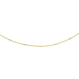 14k Two-Tone White and Yellow Gold Barrel Saturn Chain Necklace