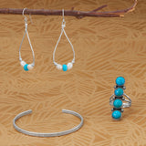 Reconstituted Turquoise Ring Cascades Design Sterling Silver - Handmade