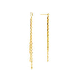 14K Yellow Gold Tassel Fringe Double Drop Earrings