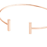 14k Rose Gold Cuff Bracelet Plain Polished With Staple Bar Ends
