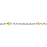 14k Two-tone White and Yellow Gold Satellite Bead Curb Chain Anklet Ankle Bracelet