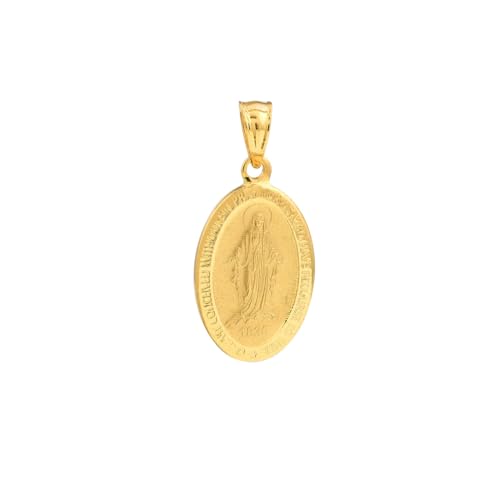 14k Yellow Gold Blessed Mary Immaculate Miraculous Medal Pendant