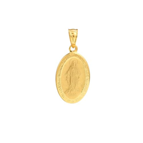 14k Yellow Gold Blessed Mary Immaculate Miraculous Medal Pendant