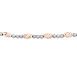Bolo Bracelet with Diamond-cut Beads Rose Gold and Rhodium on Sterling Silver