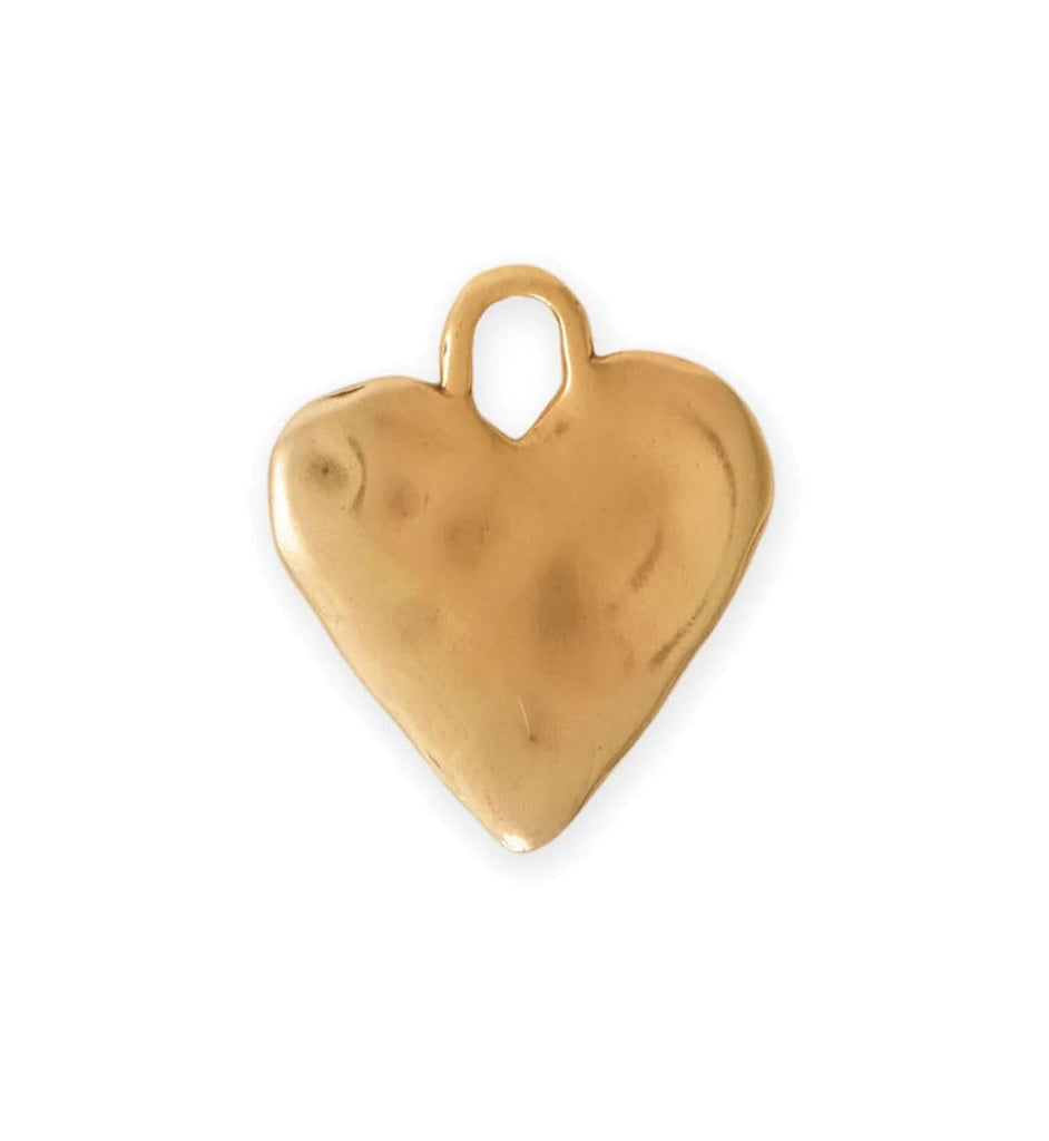 Small Primitive Heart Pendant Handmade Look 14k Gold-Plated Silver