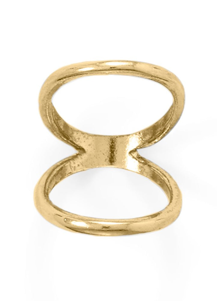 Double Band Knuckle Ring Plain Gold-plated Sterling Silver