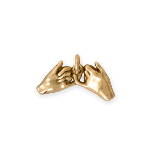 AzureBella Jewelry Pinky Promise Charm 3-D Hands Gold-plated Sterling Silver