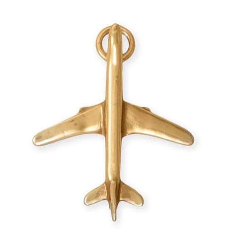AzureBella Jewelry Jet Airplane Charm Gold-plated Sterling Silver