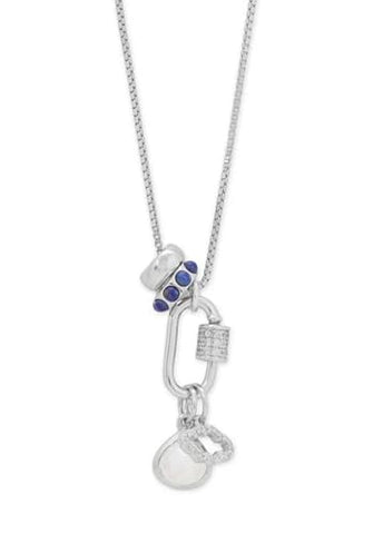 Sterling Silver Charm Necklace with Charm Adapter and Charms Clouds Rainbow Moonstone and Lapis Lazuli
