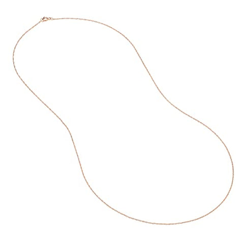14k Rose Gold. 07mm Rope Chain Necklace