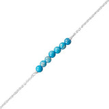 Anklet Ankle Bracelet Blue Bead Bar Adjustable Length Sterling Silver